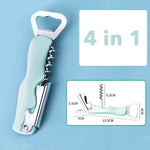 Tirbuson de Sticle 4 in 1, Flippy, Desfacator de Sticle Multifunctional, din Inox cu Maner Anti Alunecare, 13.5 x 4 cm