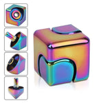 Jucarie Antistres Fidget Spinner, Flippy, Tip Cub, Metalic 2-in-1, Transformabil, Rulment Premium, Inox, Gadget pentru
