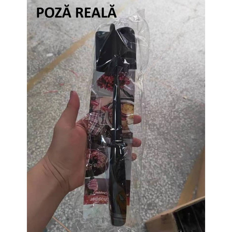 Tocator de Carne Manual, Flippy, cu Lama pentru Tocarea si Amestecarea Carnii, 28x6cm, cu 5 Lame Curbate, Rezistent la