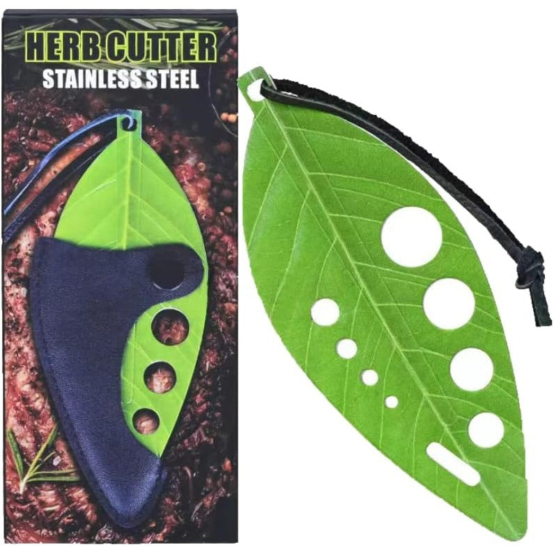 Tocator manual pentru ierburi Flippy, instrument de curatat frunze, tocator, margini ascutie, 9 gauri de diferite