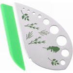 Tocator manual pentru ierburi Flippy, instrument de curatat frunze, margini ascutie, 9 gauri de diferite dimensiuni,