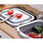 Tocator Multifunctional, Flippy, 2 in 1, cu Cos pentru Spalat si Scurgere Alimente, 480 g, Pliabila, Gri