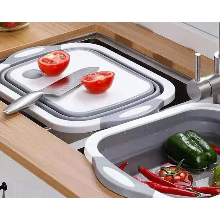 Tocator Multifunctional, Flippy, 2 in 1, cu Cos pentru Spalat si Scurgere Alimente, 480 g, Pliabila, Gri