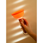 Lampa Nocturna, Flippy, Model Ventuza de Toaleta, Alimentare USB, din Lemn si Silicon, 16 x 9 cm, Portocaliu