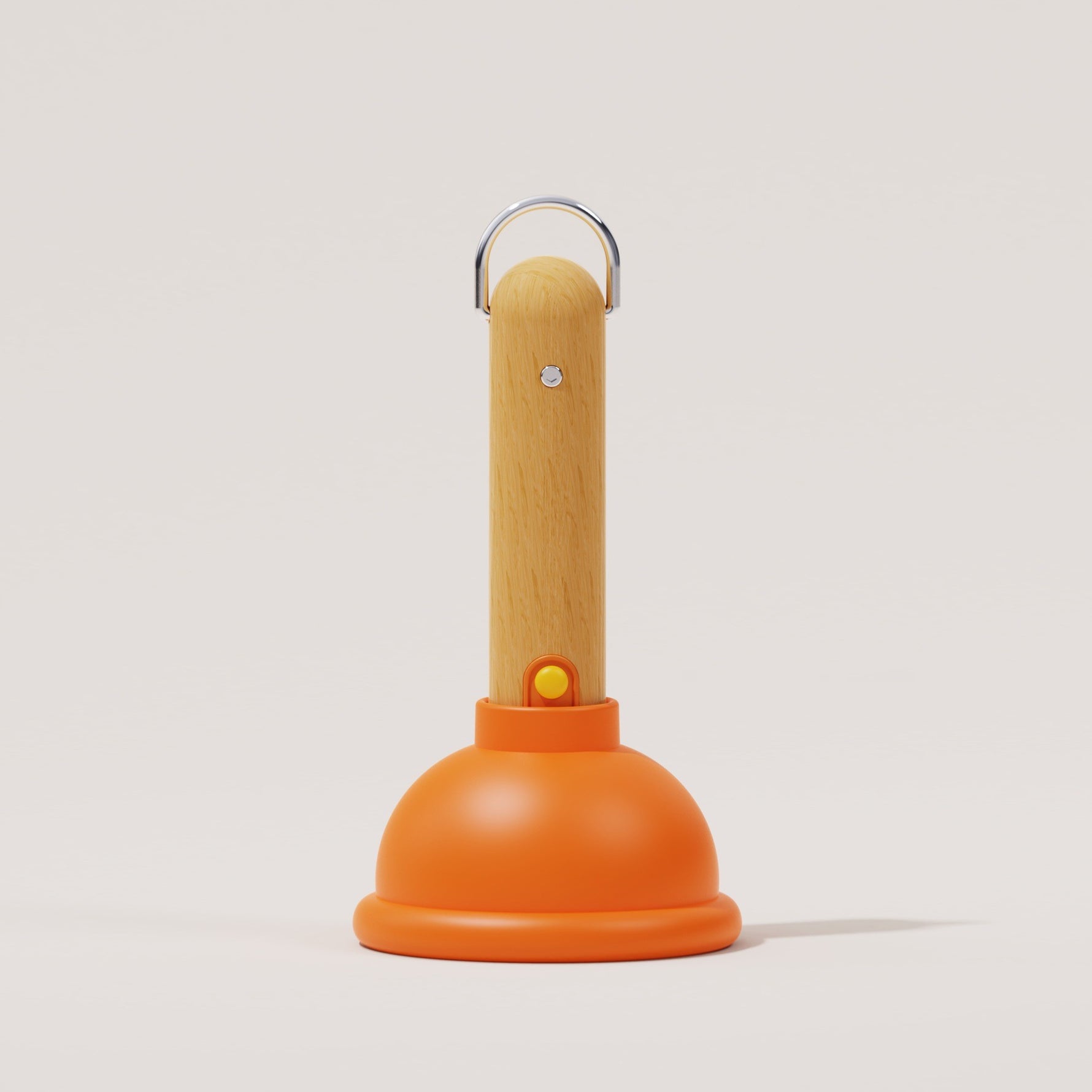 Lampa Nocturna, Flippy, Model Ventuza de Toaleta, Alimentare USB, din Lemn si Silicon, 16 x 9 cm, Portocaliu