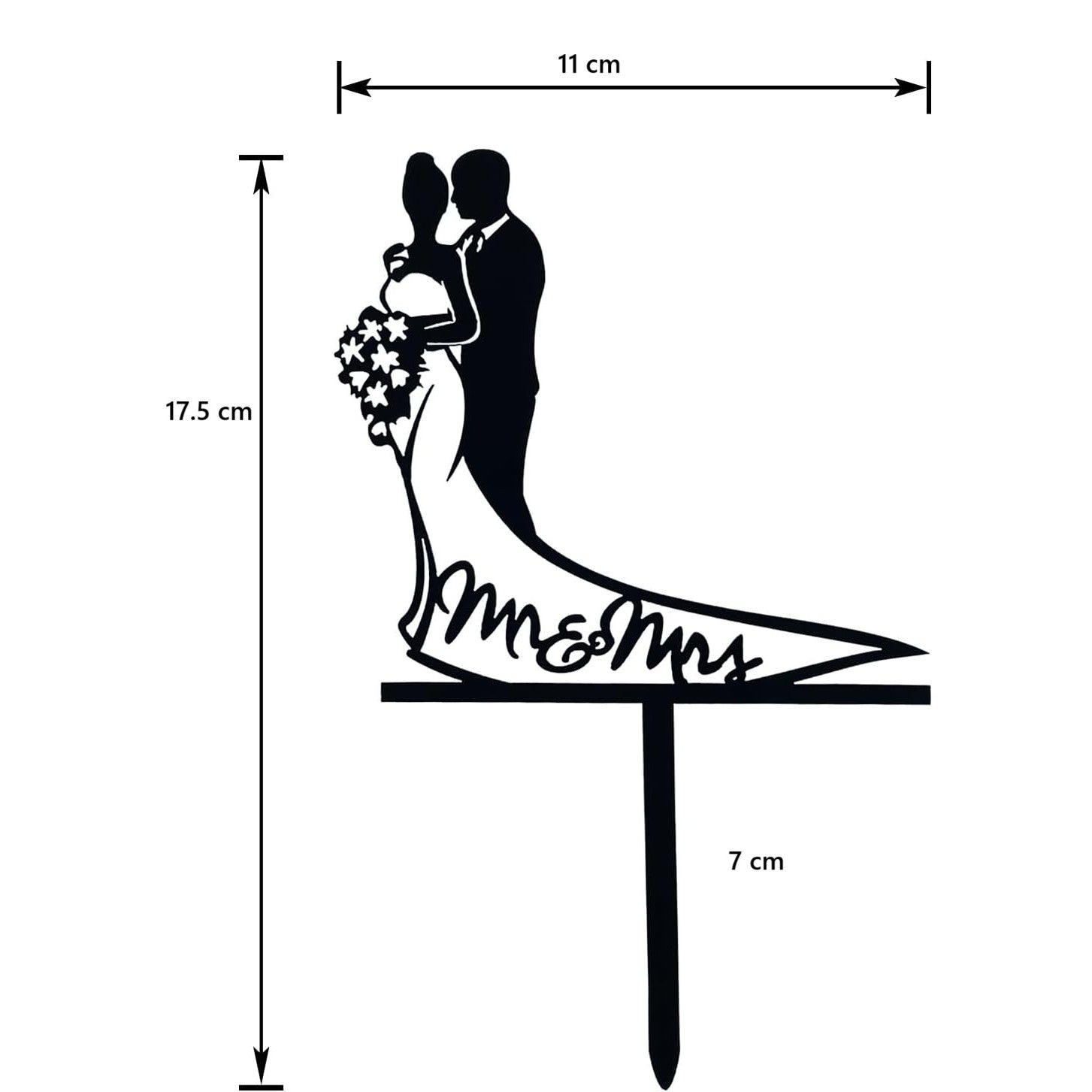 Topper Tort, Flippy, Model 1 Mr&Mrs, 17.5 x 11 cm, Negru