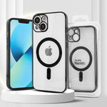 Husa MagSafe pentru Apple iPhone 14 Pro Max, Full Cover, Protectie camera, Margini colorate Electroplating, Magnetica,