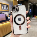 Husa MagSafe pentru Apple iPhone 11, Full Cover, Protectie camera, Margini colorate Electroplating, Magnetica,