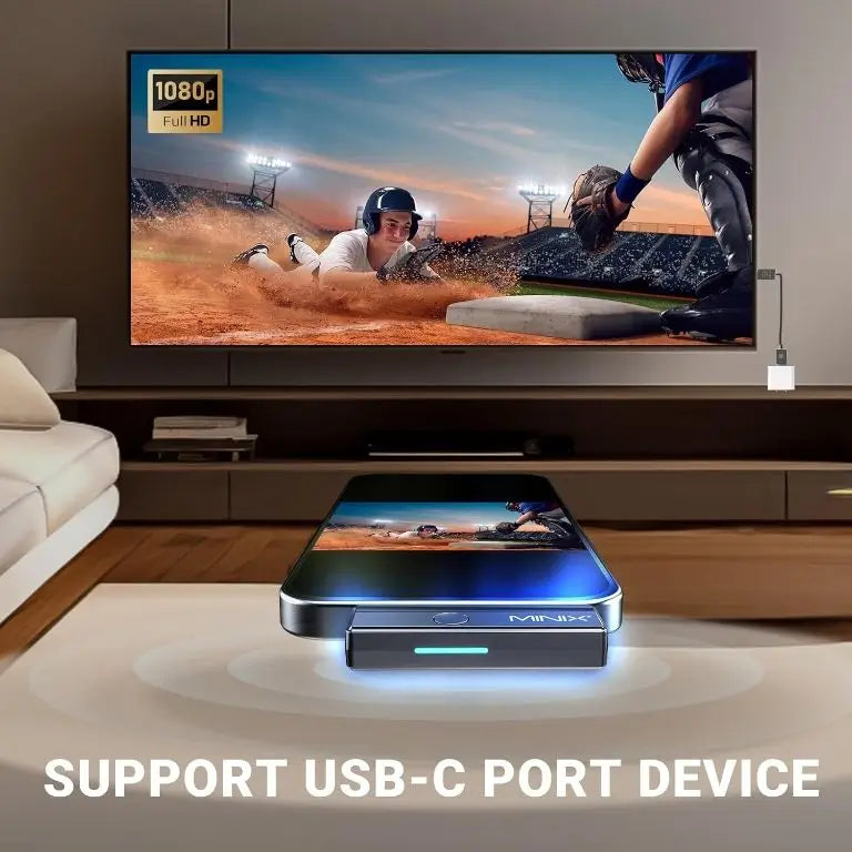 Transmitator si Receptor HDMI Wireless Minix C1 Plus Full HD 1080P USB-C max. 50m negru REC-HDMI-C1P-MNX