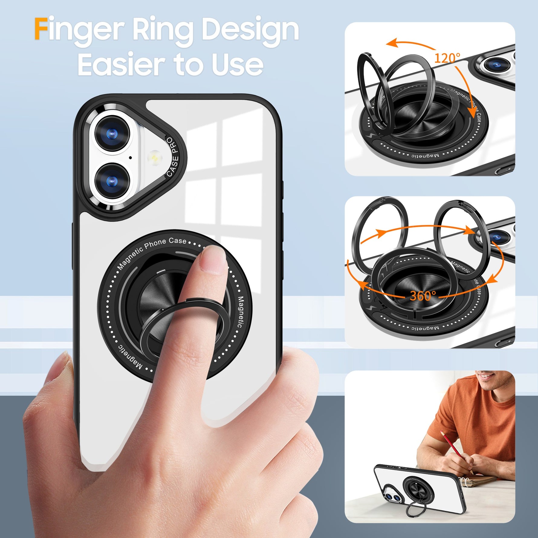 Husa de Protectie TPU, Flippy, pentru iPhone 16 Plus, Anticadere, cu Incarcare Wireless, Tehnologie Magsafe, Inel