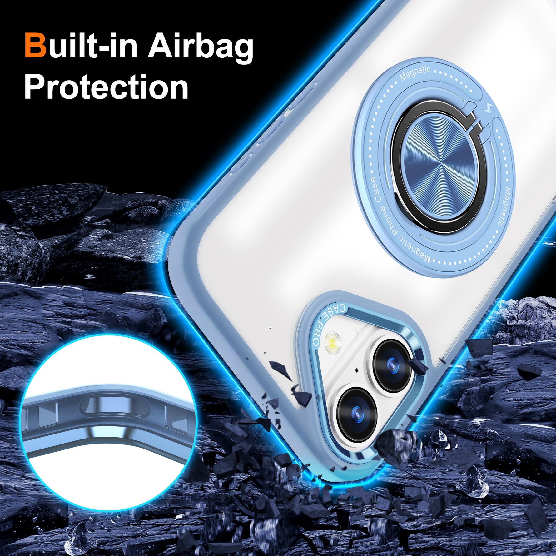 Husa de Protectie TPU, Flippy, pentru iPhone 16, Anticadere, cu Incarcare Wireless, Tehnologie Magsafe, Inel Magnetic