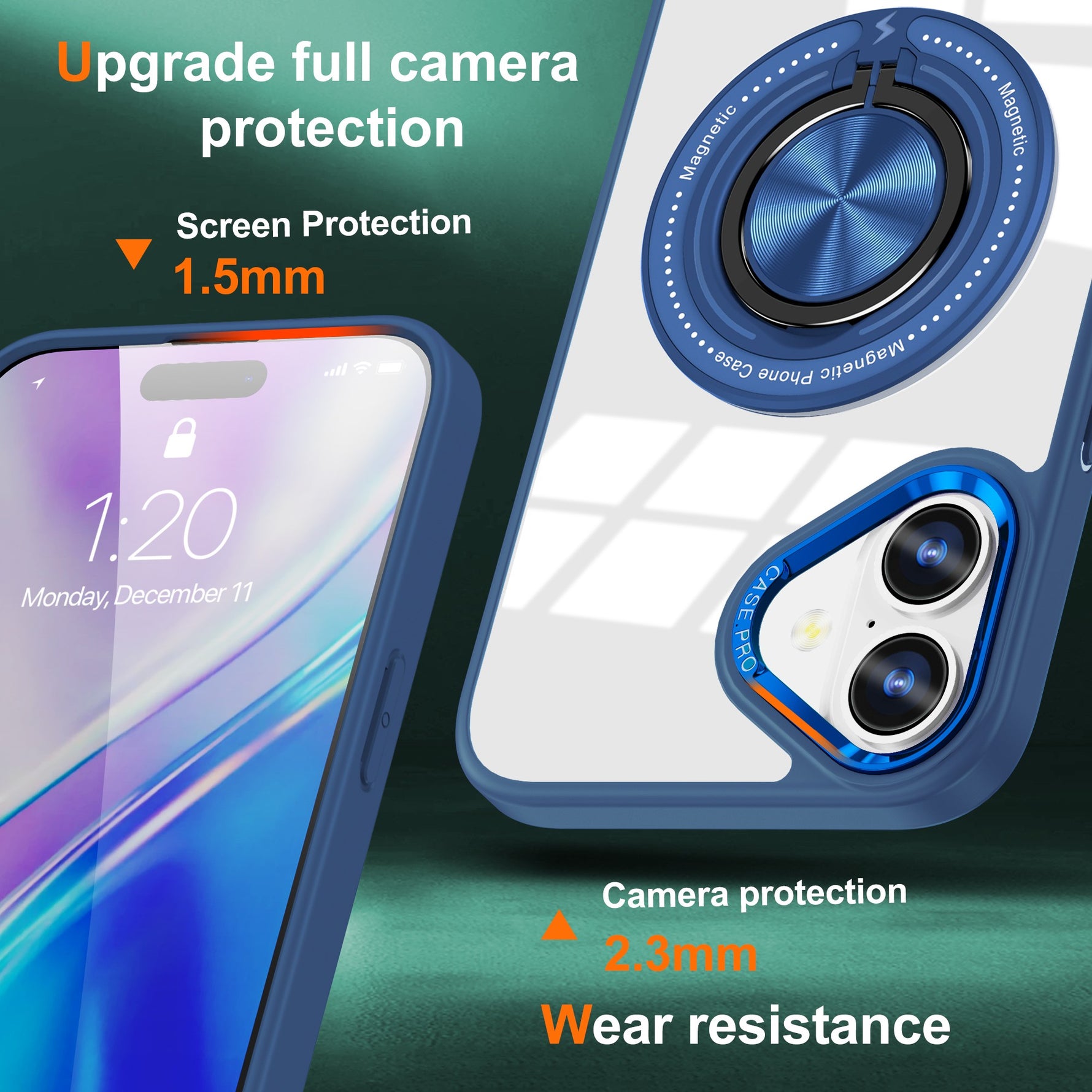 Husa de Protectie TPU, Flippy, pentru iPhone 16 Plus, cu Incarcare Wireless, Tehnologie Magsafe, Inel Magnetic Rotativ