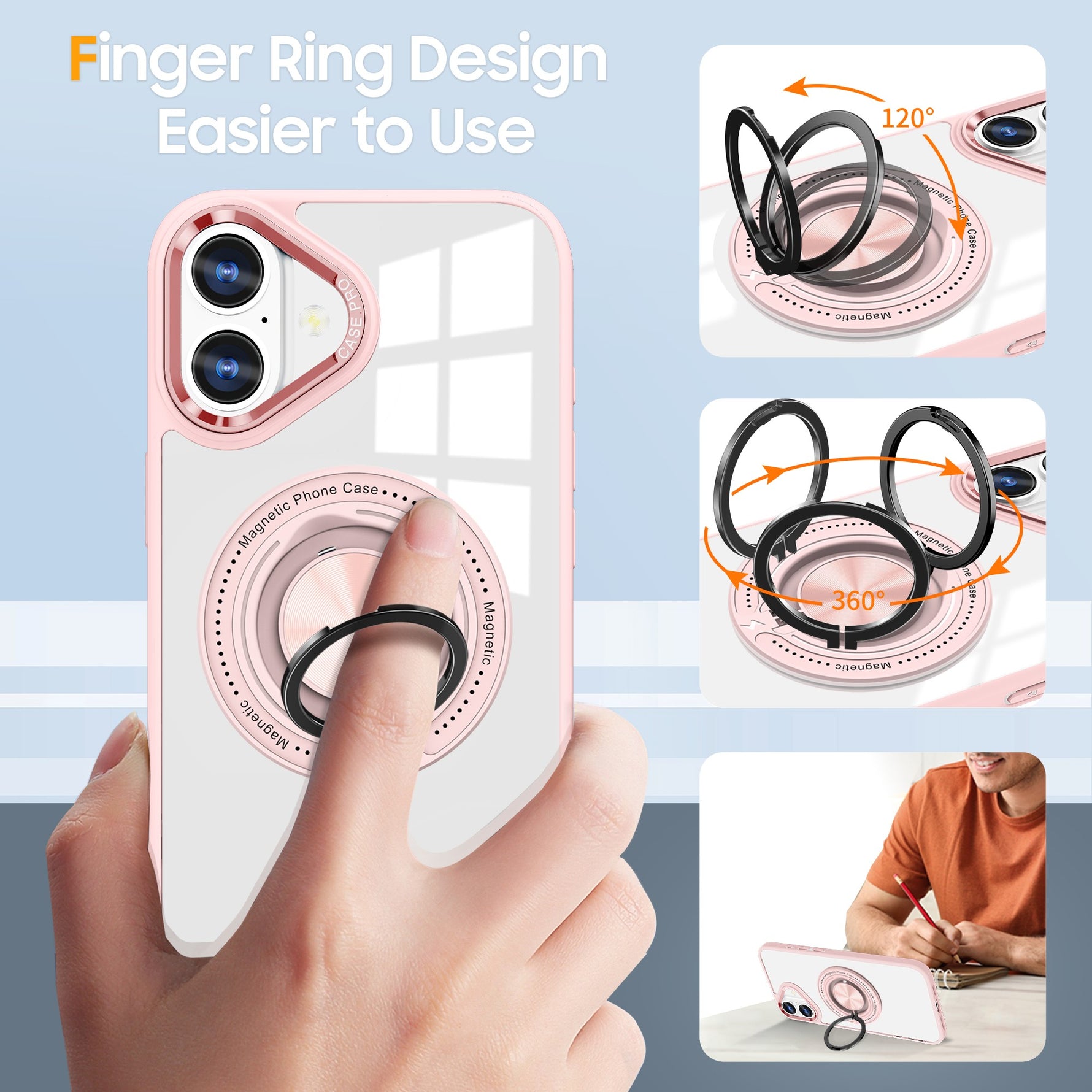 Husa de Protectie TPU, Flippy, pentru iPhone 16 Plus, Anticadere, cu Incarcare Wireless, Tehnologie Magsafe, Inel