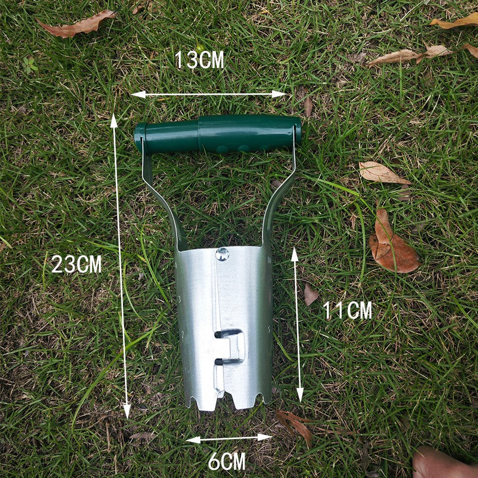Transplantator Agricol Cilindric, Flippy, din Otel si Plastic, 6 cm Diametru, cu Maner Flexibil, 23 x 6 x 13 cm, Verde