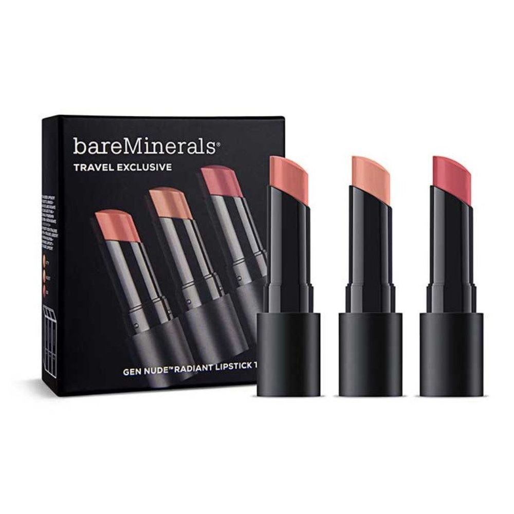 Travel Exclusive Set BareMinerals: Gen Nude Radiant, Cocoa, Cream Lipstick, Infatuation, 3.35 g + Gen Nude Radiant, Cocoa, Cream Lipstick, Friendship, 3.35 g + Gen Nude Radiant, Cocoa, Cream Lipstick, Swag, 3.5 g - Olmarkt