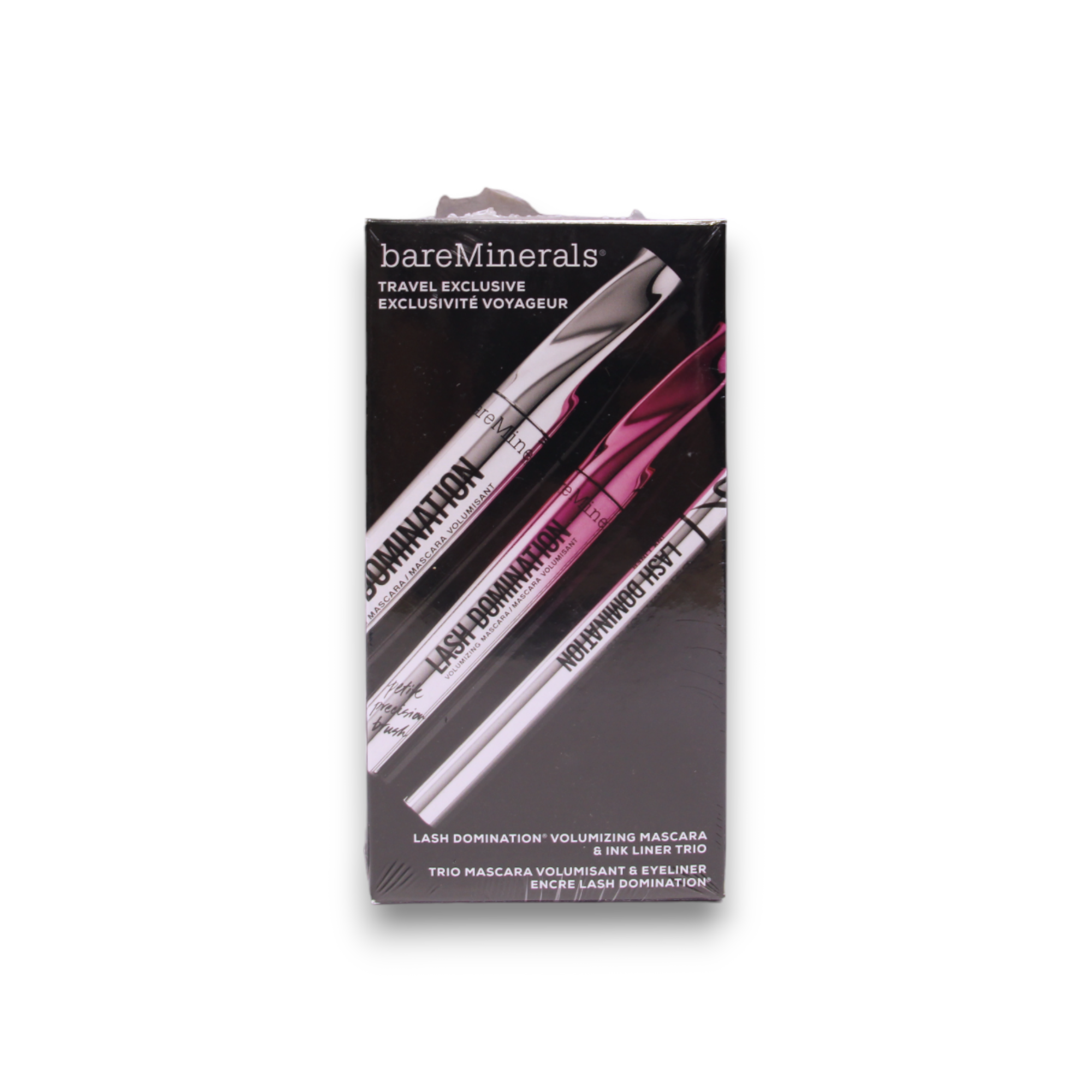 Travel Exclusive Set BareMinerals: Lash Domination, Volumizing, Mascara, Intense Black, 8.5 ml + Lash Domination, Volumizing, Mascara, Black, 8.5 ml + Lash Domination, Gel Pencil Eyeliner, Black, 0.6 ml - Olmarkt