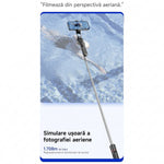 Selfie Stick Pentru Telefon, Flippy, Trepied Aluminiu Extensibil, Telecomanda Bluetooth Reincarcabila, Pentru