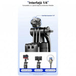Selfie Stick Pentru Telefon, Flippy, Trepied Aluminiu Extensibil, Telecomanda Bluetooth Reincarcabila, Pentru