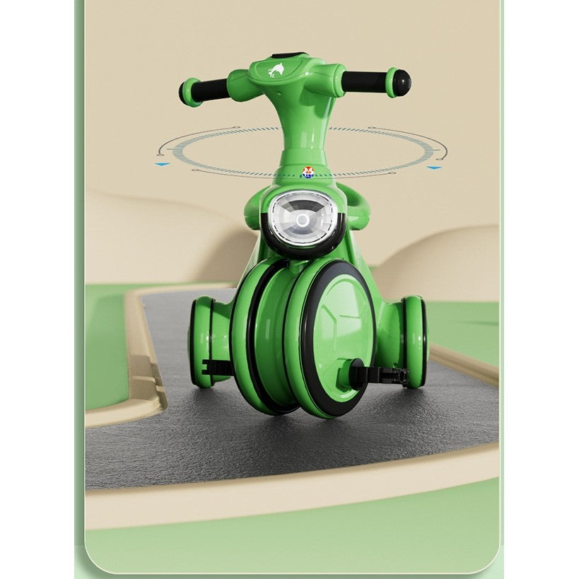 Tricicleta pentru copii Flippy, pedalare, impingere, lumini si sunete, pedale antiderapante, material dur, cos