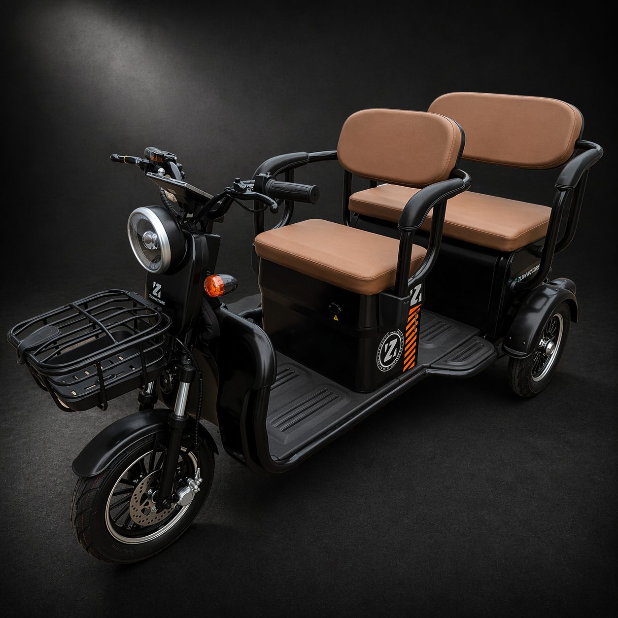 Triciclu Electric V6, Saige, Fara Permis, cu Doua Locuri, Motor 1800W, Baterie 72V24Ah, Autonomie 60km, 220x88x105 cm,