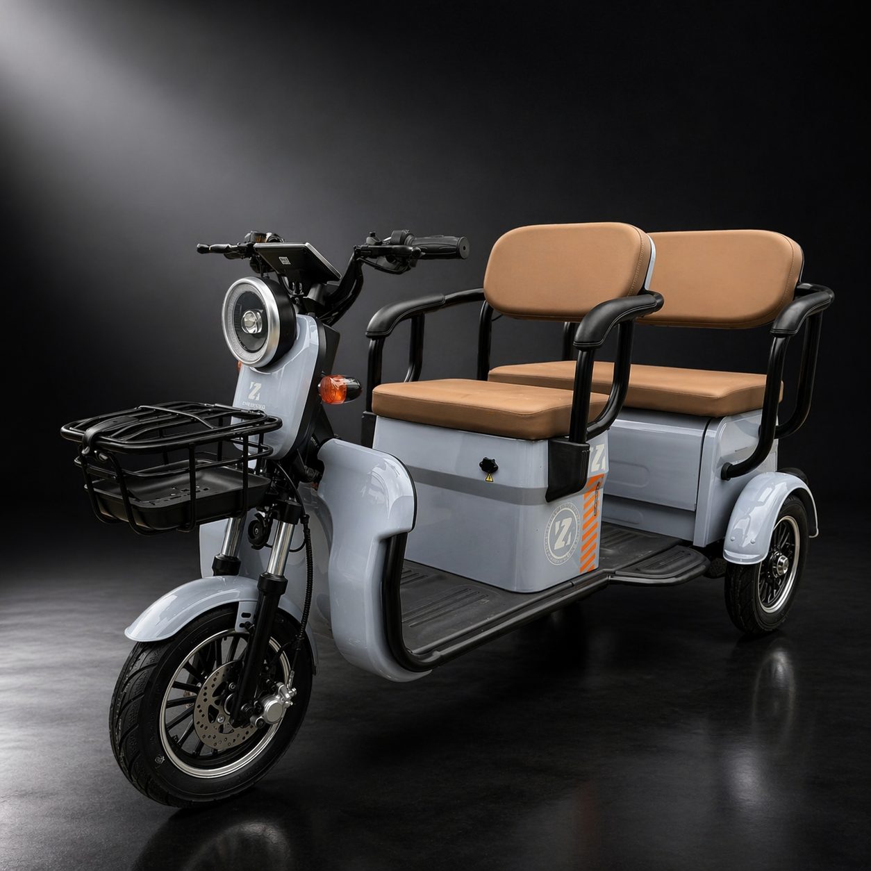 Triciclu Electric V6, Saige, Fara Permis, cu Doua Locuri, Motor 1800W, Baterie 72V24Ah, Autonomie 60km, 220x88x105 cm,