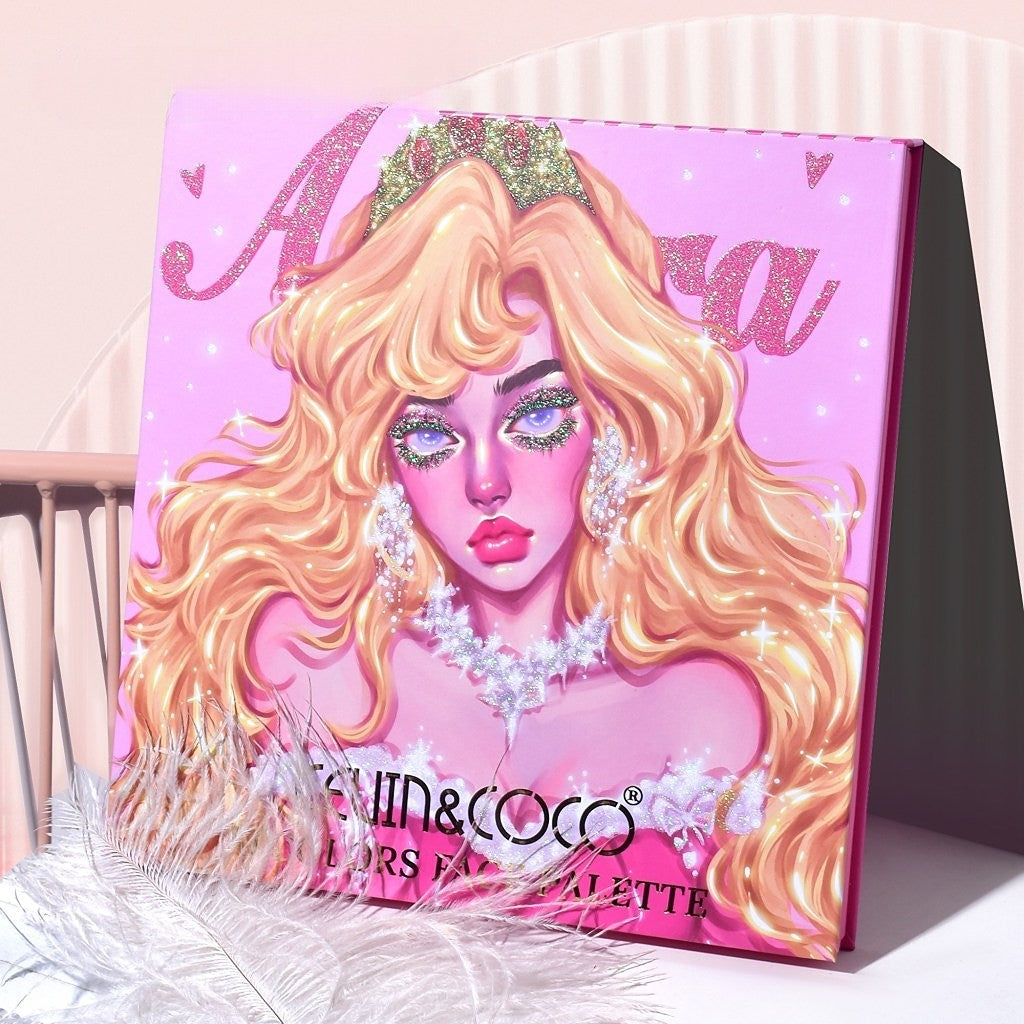 Trusa de Machiaj, KEVIN & COCO, Princess Palette. Fard de Pleoape, Iluminator, Corector, Ruj, 79 culori, 19.7 x 20 x 2