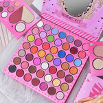 Trusa de Machiaj, KEVIN & COCO, Princess Palette. Fard de Pleoape, Iluminator, Corector, Ruj, 79 culori, 19.7 x 20 x 2