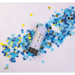 Tun de Confetti, Flippy, Best Wishes 11 x 4 cm, Model Buline din Hartie si Folie, Albastru