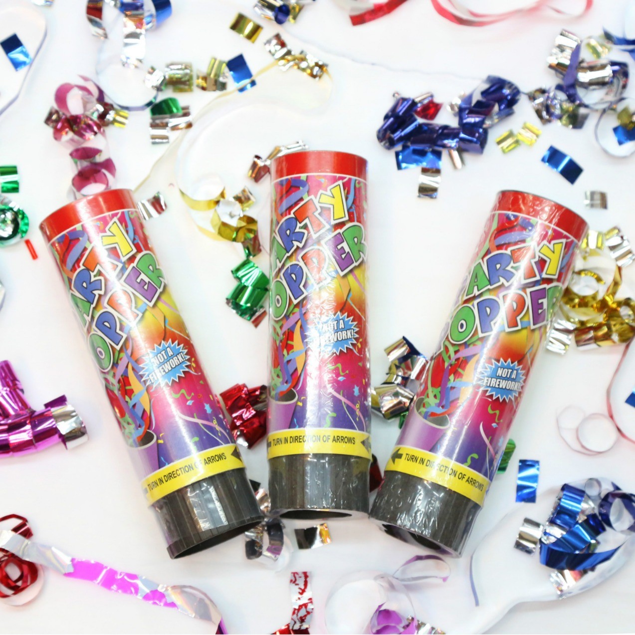 Tun de Confetti, Flippy, Party Popper 20 cm, Model Panglici din Folie, Multicolor