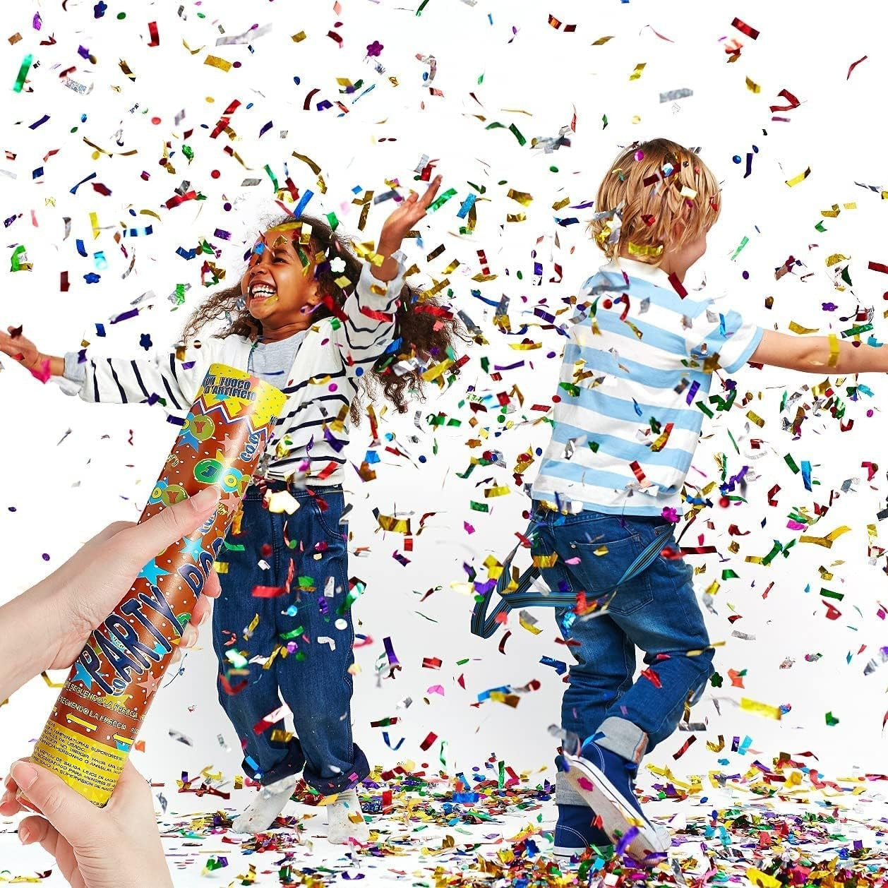 Tub de Confetti, Flippy, Party Popper, 60x5 cm, Confetii Asortate din Aluminiu, Multicolor