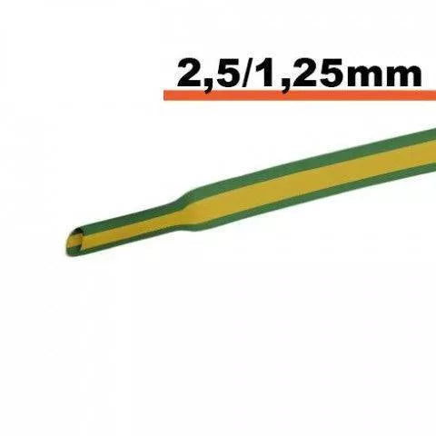 Tub termocontractibil galben-verde 2.5 mm/ 1.25 mm 0.5m