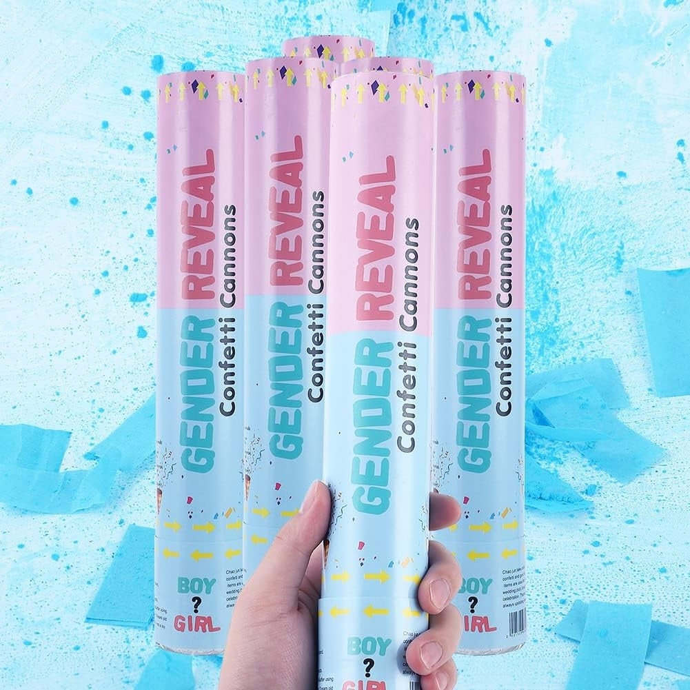 Tun Confetti, Flippy, Model Gender Reveal, Confetti Cannons, 40 cm, Ambalaj din Carton, Eliberare prin Rasucire,