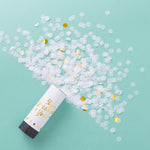 Tun de Confetti, Flippy, Best Wishes 11 x 4 cm, Model Buline din Hartie si Folie, Alb