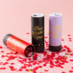 Tun de Confetti, Flippy, Best Wishes 11 x 4 cm, Model Buline din Hartie si Folie, Rosu