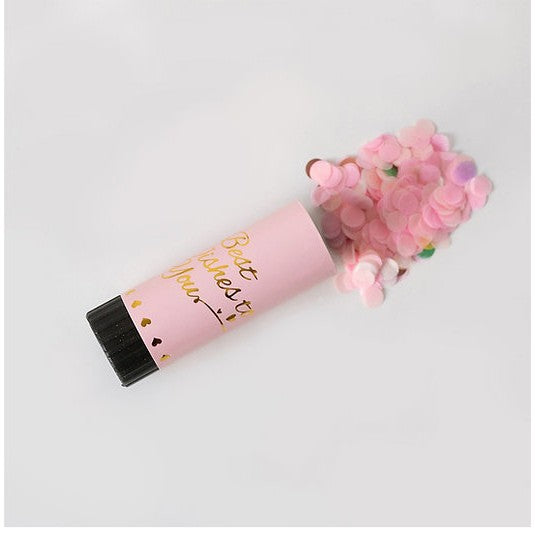 Tun de Confetti, Flippy, Best Wishes 11 x 4 cm, Model Buline din Hartie si Folie, Roz