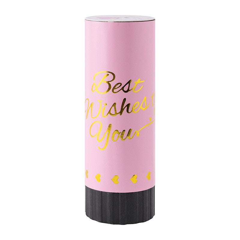 Tun de Confetti, Flippy, Best Wishes 11 x 4 cm, Model Buline din Hartie si Folie, Roz