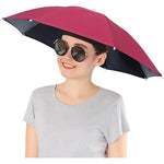 Umbrela de Cap, Flippy, Diametru 69 cm, Banda Elastica de Cap, Protectie UV/Ploaie, Rosu Inchis