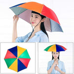 Umbrela de Cap, Flippy, Diametru 69 cm, Snur Reglabil de Cap, Protectie UV/Ploaie, Curcubeu