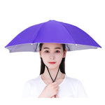 Umbrela de Cap, Flippy, Diametru 69 cm, Snur Reglabil de Cap, Protectie UV/Ploaie, Mov