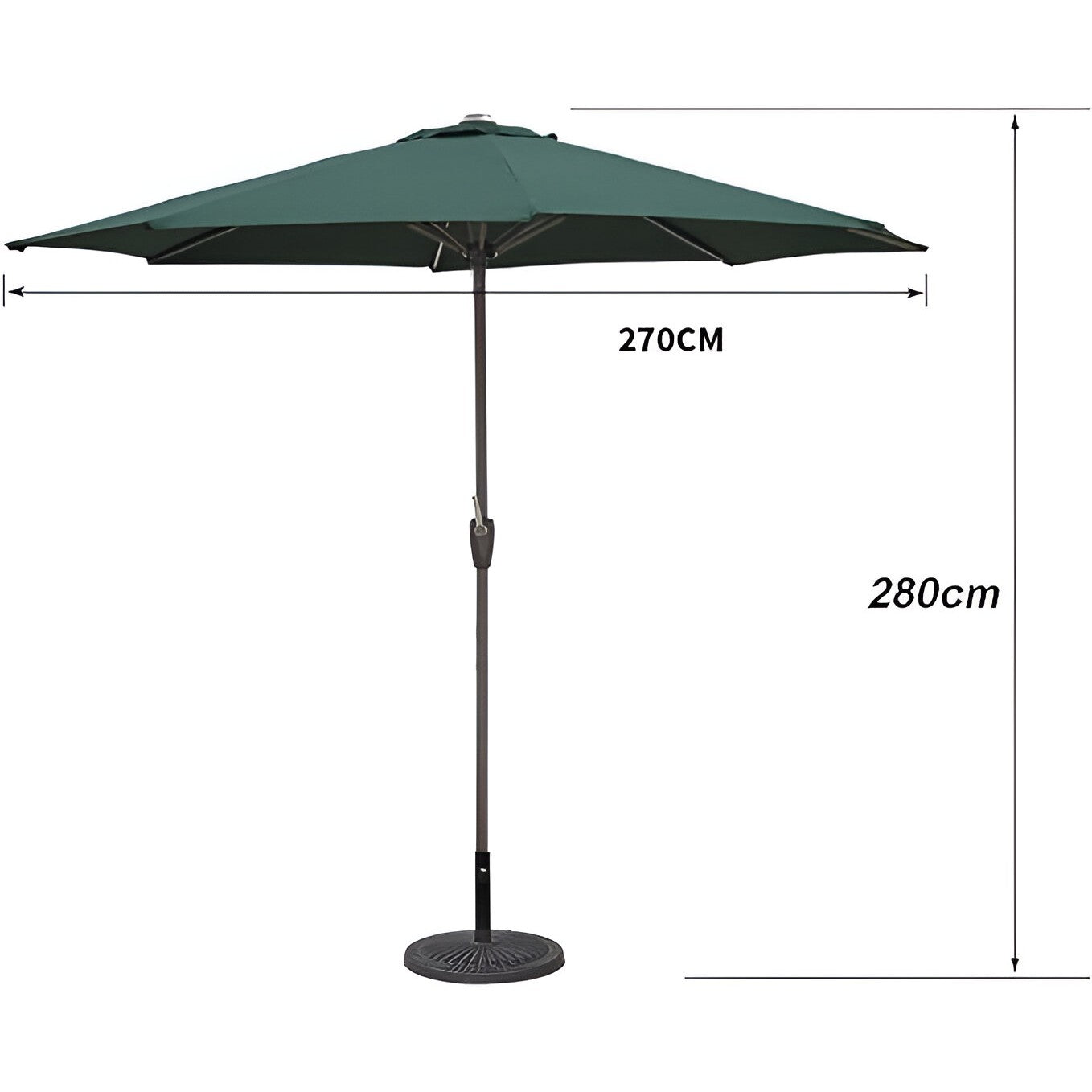 Umbrela Rotunda de Soare pentru Terasa sau Gradina, Flippy, Diametru 2.70 m, Inaltime 2.80 m, 9 Brate, Manivela,