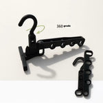 Suport Umerase, Flippy, Pliabil, Portabil, 5 Gauri pentru Umerase, Rotire 360 Grade, din Plastic, Negru
