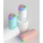 Umidificator, H2O, cu Difuzor de Aroma, Lumina de Noapte LED in 7 Culori, Zgomot Redus, 14.7x7.2cm, 350mL, Culoare Roz