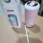 Umidificator, H2O, cu Difuzor de Aroma, Lumina de Noapte LED in 7 Culori, Zgomot Redus, 14.7x7.2cm, 350mL, Culoare Roz