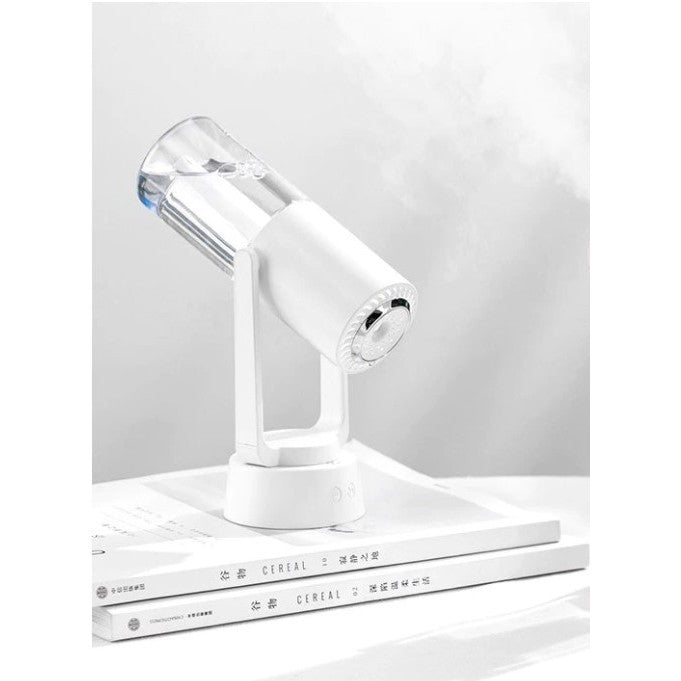 Umidificator si Purificator aer ultrasonic portabil, rezervor 200ml, cu ioni negativi, LED 7 culori, rotatie 360 grade,