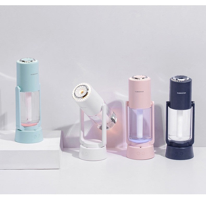 Umidificator si Purificator aer ultrasonic portabil, rezervor 200ml, cu ioni negativi, LED 7 culori, rotatie 360 grade,
