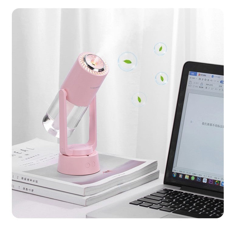 Umidificator si Purificator aer ultrasonic portabil, rezervor 200ml, cu ioni negativi, LED 7 culori, rotatie 360 grade,