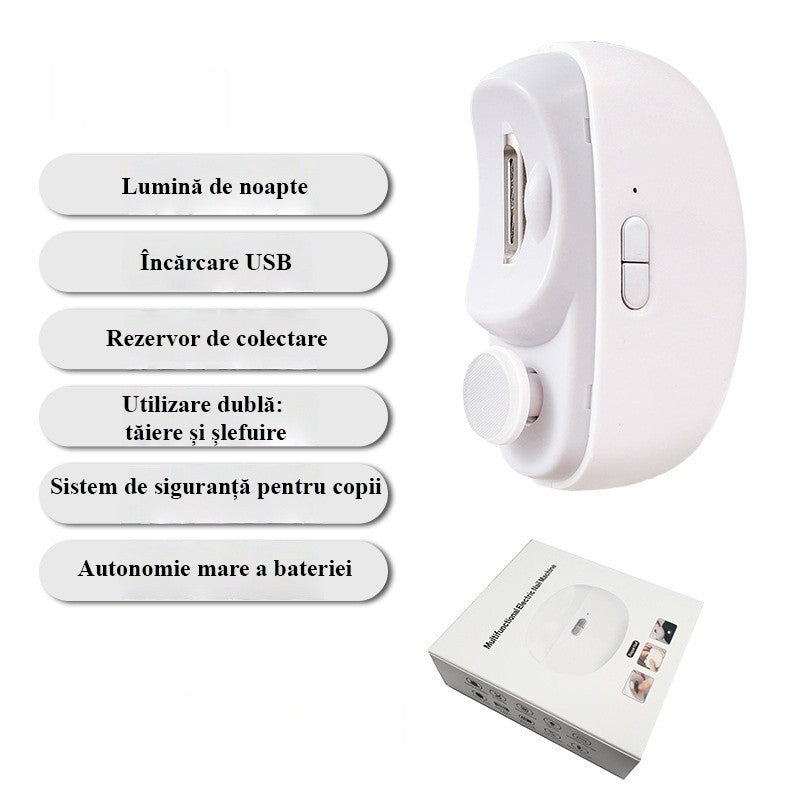 Unghiera Electrica 2 in 1, Flippy, Taiat si Slefuit, 2 Viteze, Lumina LED, Design Ergonomic, Compartiment Resturi,