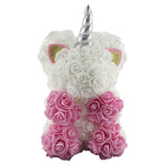 Unicorn din Flori, Flippy, Unicorn din Trandafiri de Spuma, Unicornul 17 x 17 x 23 cm / Cutia Trasparenta 19 x 19 x 28