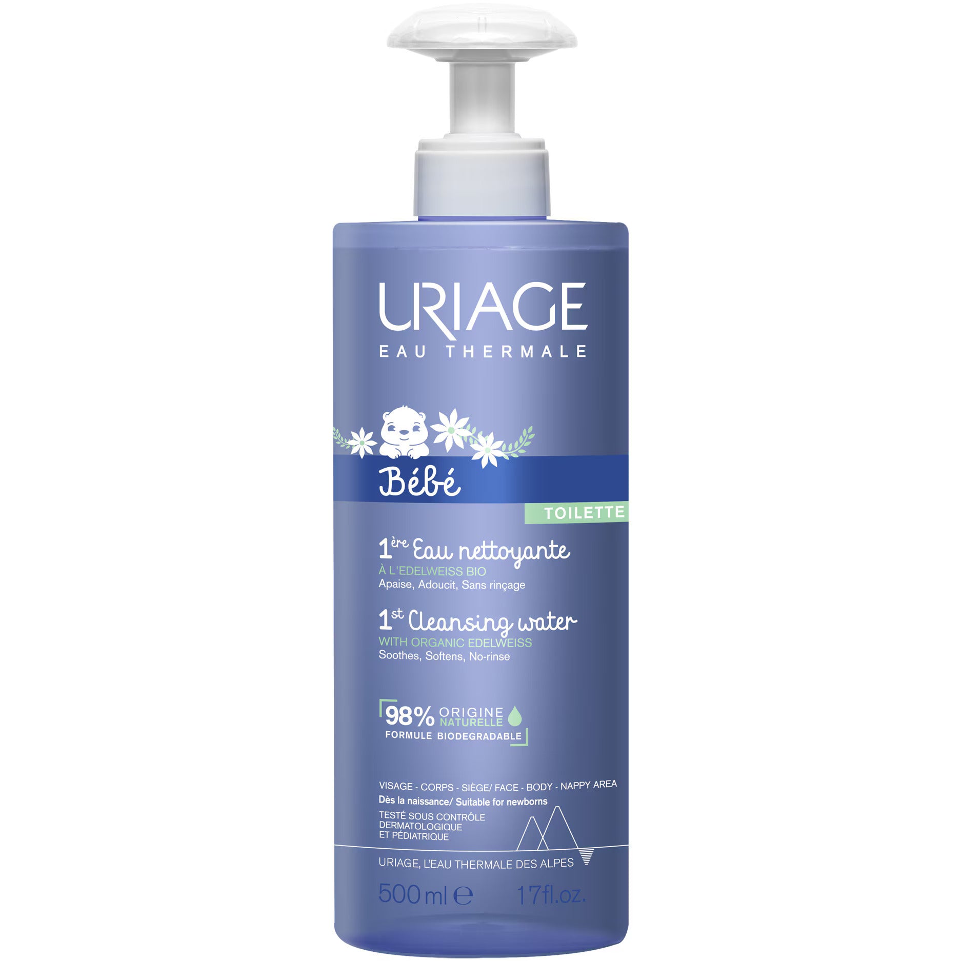 Uriage, Bebe, Curățare, Apă micelară, Pentru toate tipurile de piele, 500 ml