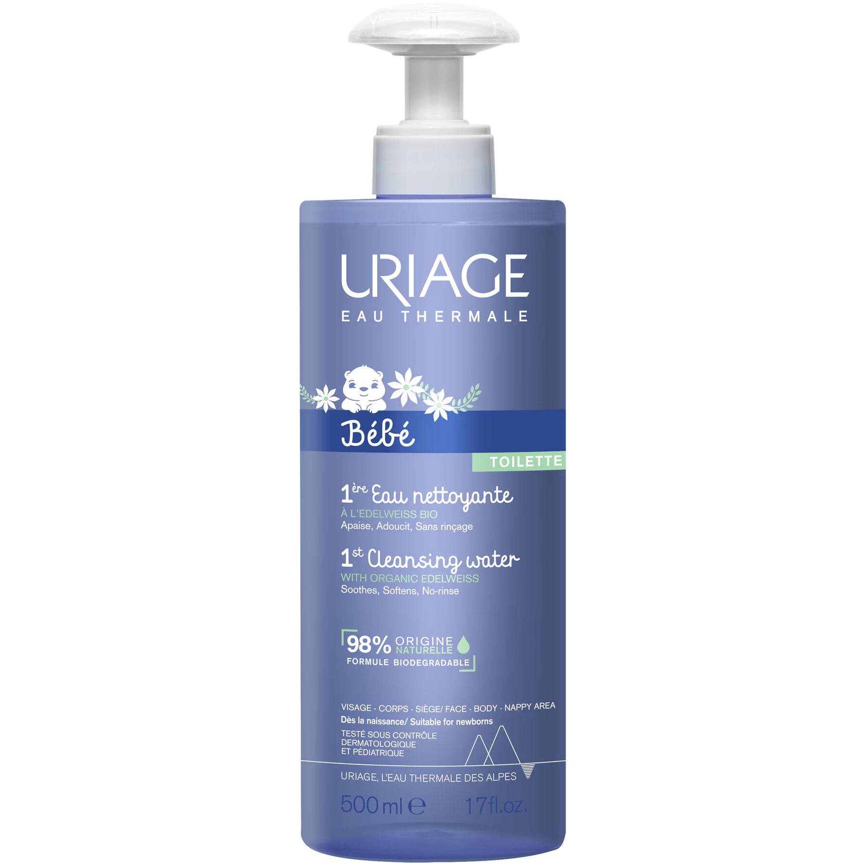 Uriage, Bebe, Curățare, Apă micelară, Pentru toate tipurile de piele, 500 ml